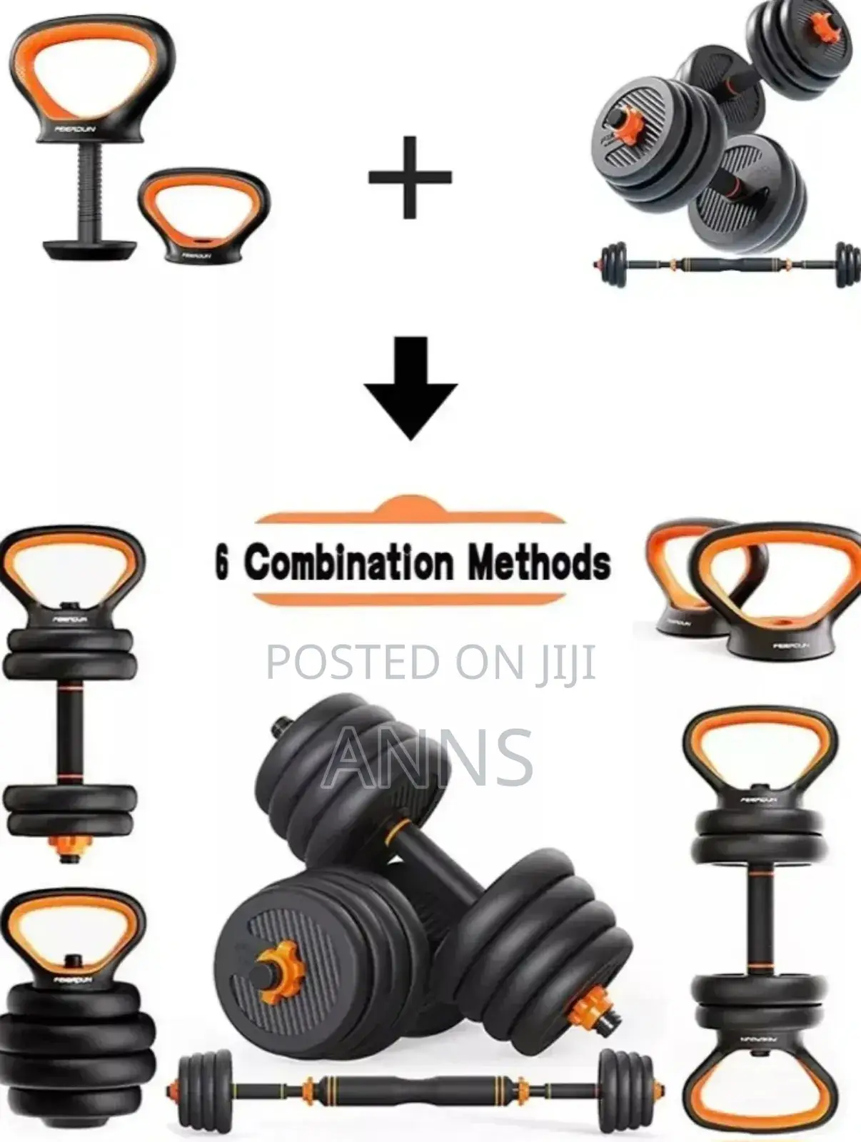6 in 1 Dumbells 50kgs + Kettle Bells