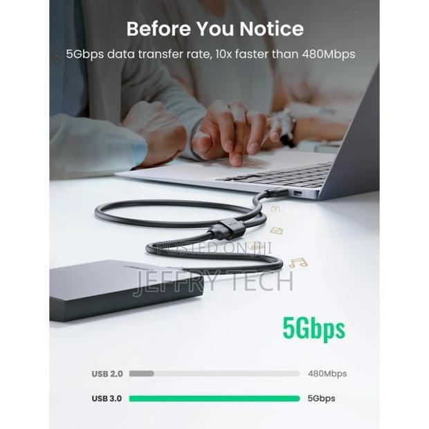 Ugreen Usb3.0 Extension Male Cable 3M (Black) Modeal -30127 - thumbnail 5