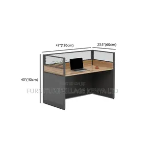 Office Tables; 4-Way Office Workstation in Brown Color