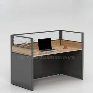 Office Tables; 4-Way Office Workstation in Brown Color