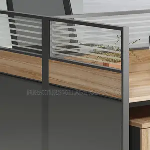 Office Tables; 4-Way Office Workstation in Brown Color