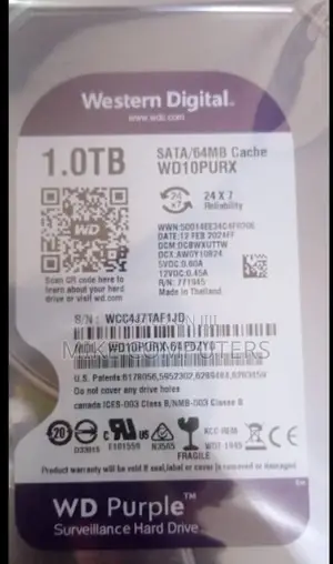 High-Capacity WD Purple 1TB Surveillance Hard Drive