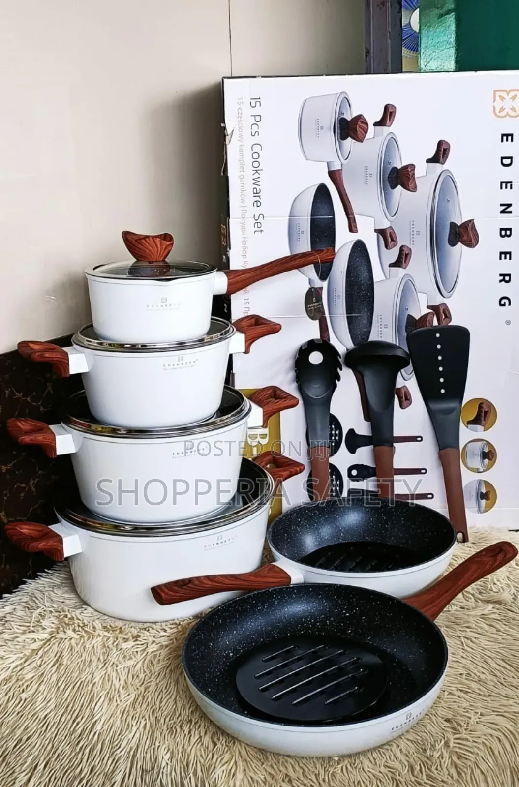 White 15 PCS Edenberg Cookware