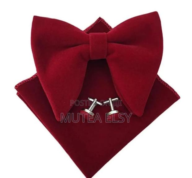 Peach Redwine Velvet Bowties Sets - main view