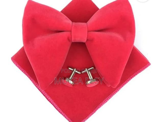 Peach Redwine Velvet Bowties Sets - thumbnail 2