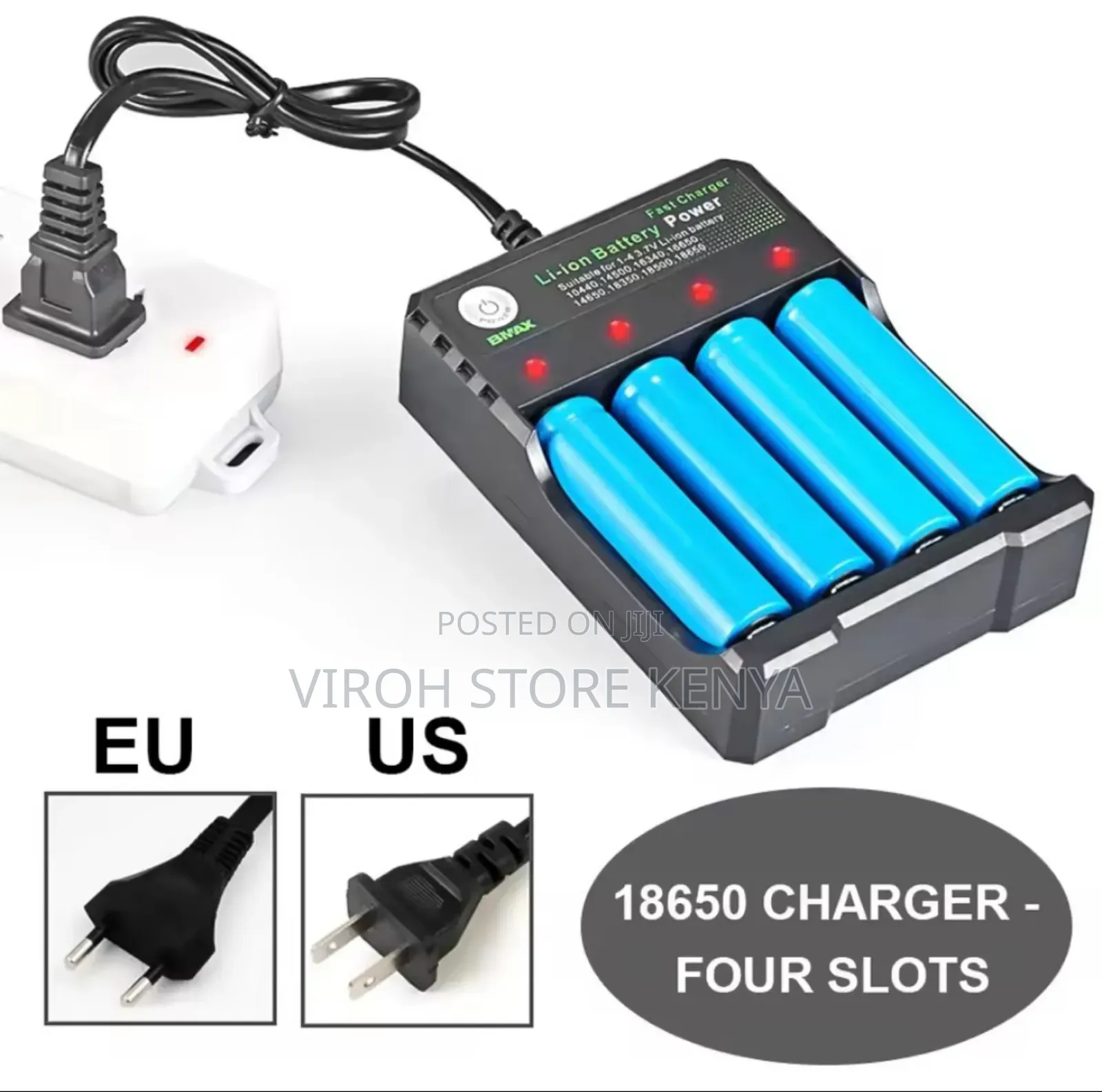 EU 3.7V Battery Charger Four Slots Lithium 18650 Charger