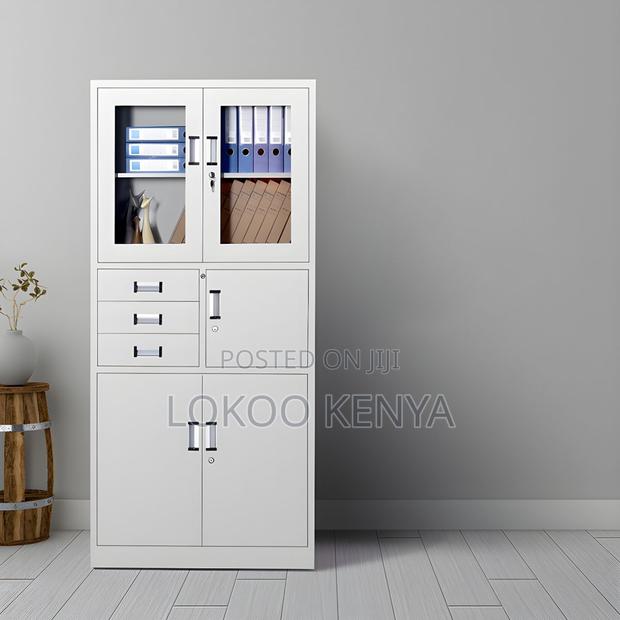Office Cabinet: Stainless Steel Gray Office Storage Cabinet