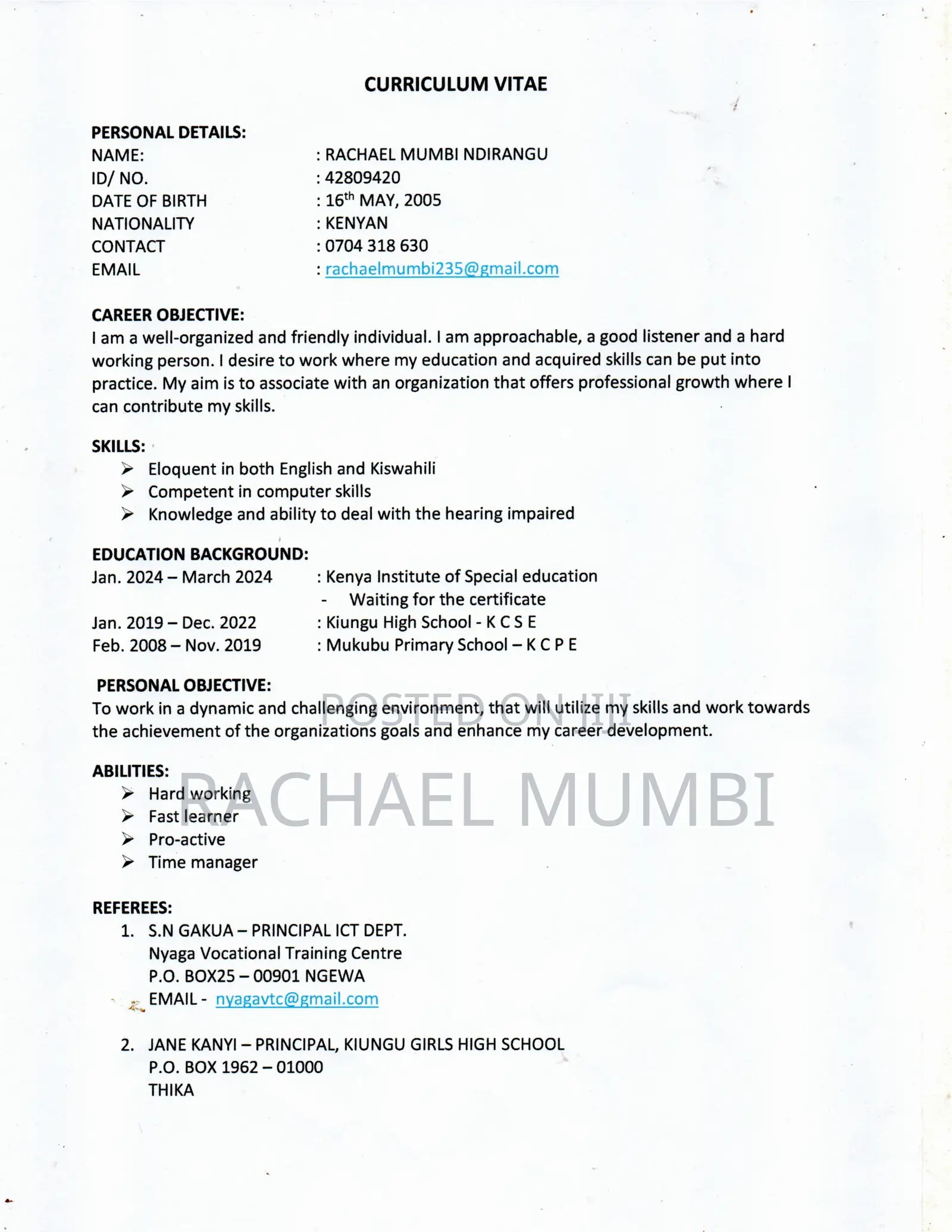 Housekeeping Cleaning CV