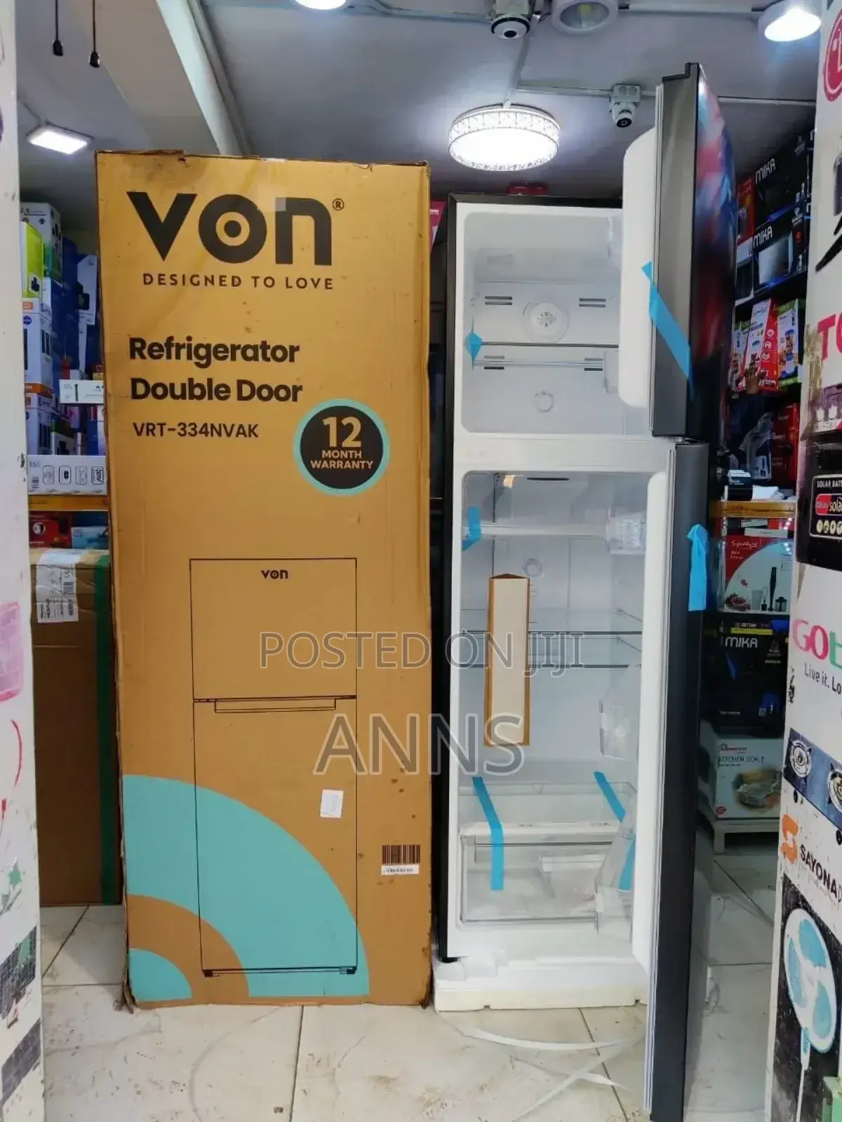 Von 334litres No Frost Double Door Fridge