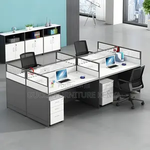 Workstations:4 Individual White Wooden Office Workstation