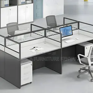 Workstations:4 Individual White Wooden Office Workstation
