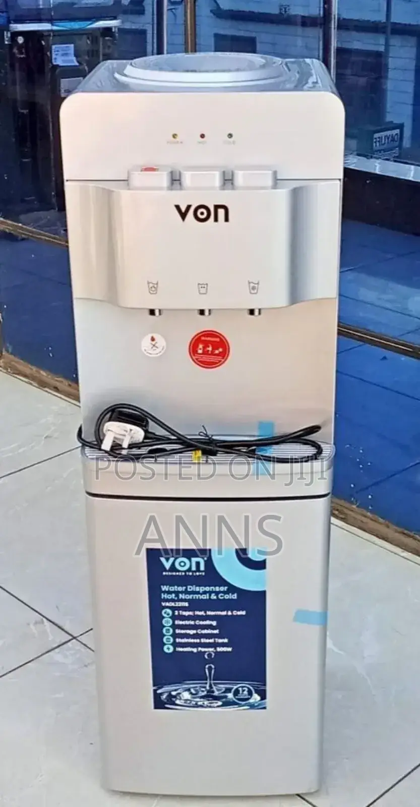Von Silver 3 Tap Water Dispenser ~Hot, Cold and Warm