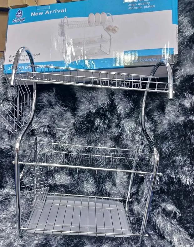Nunix-3-Tier-Dish-Rack-Stainless-Steel-With-Drain-Board