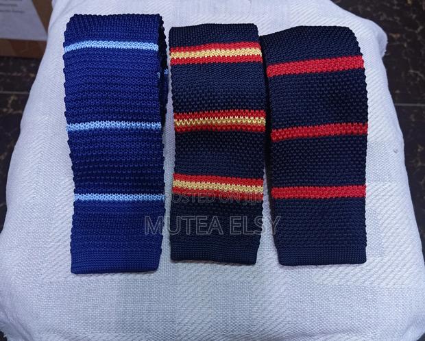 Navyblue Stripped Knitted Ties - main view