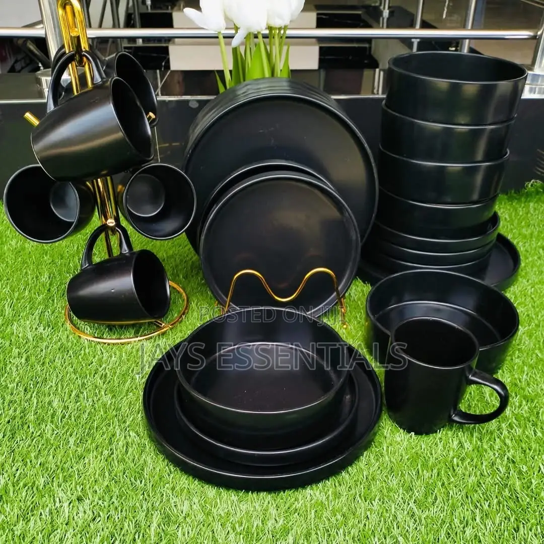24pc Black Dinner Set