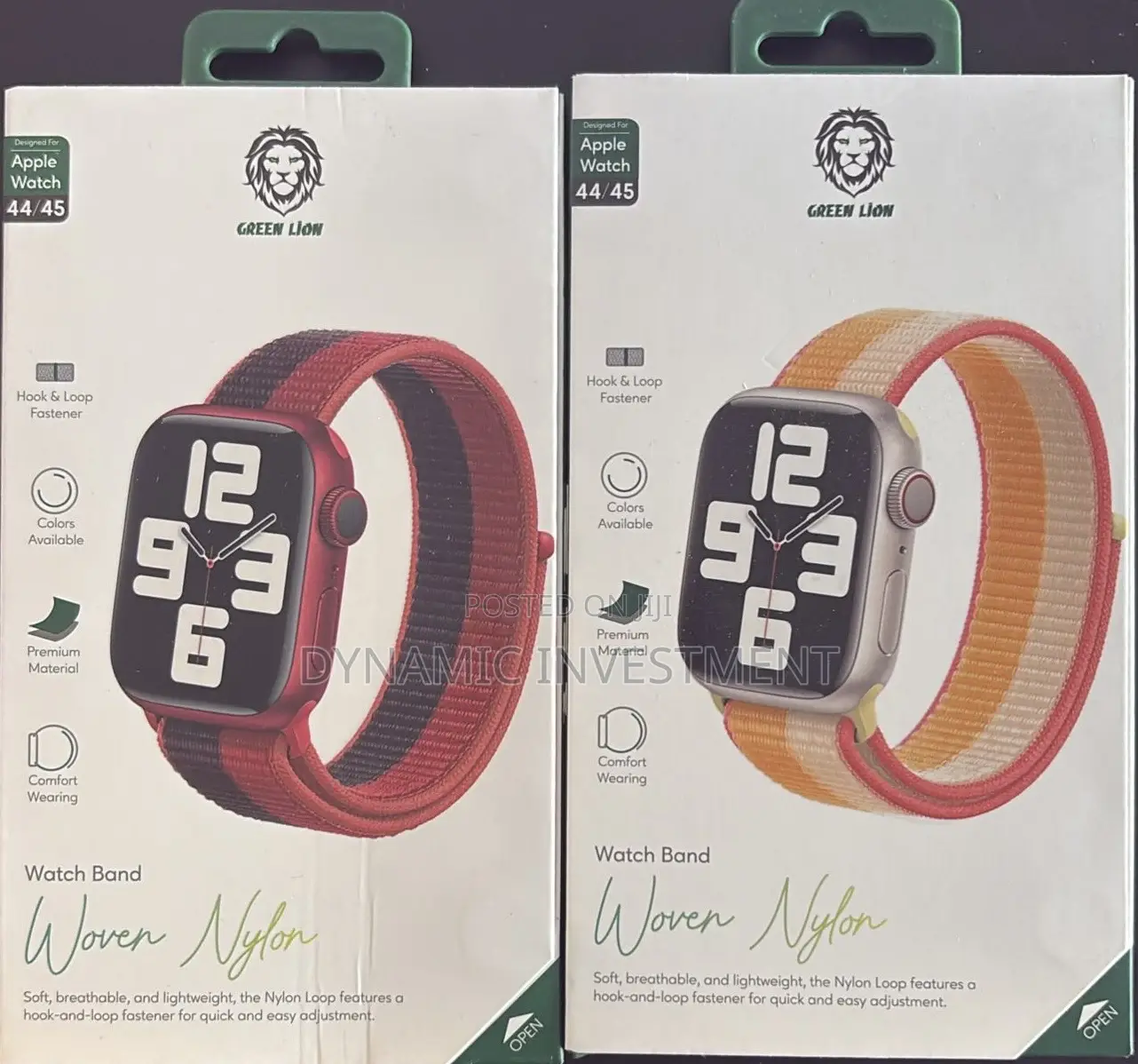 Apple Watch Band/Strap Green Lion Woven Nylon 44/45mm