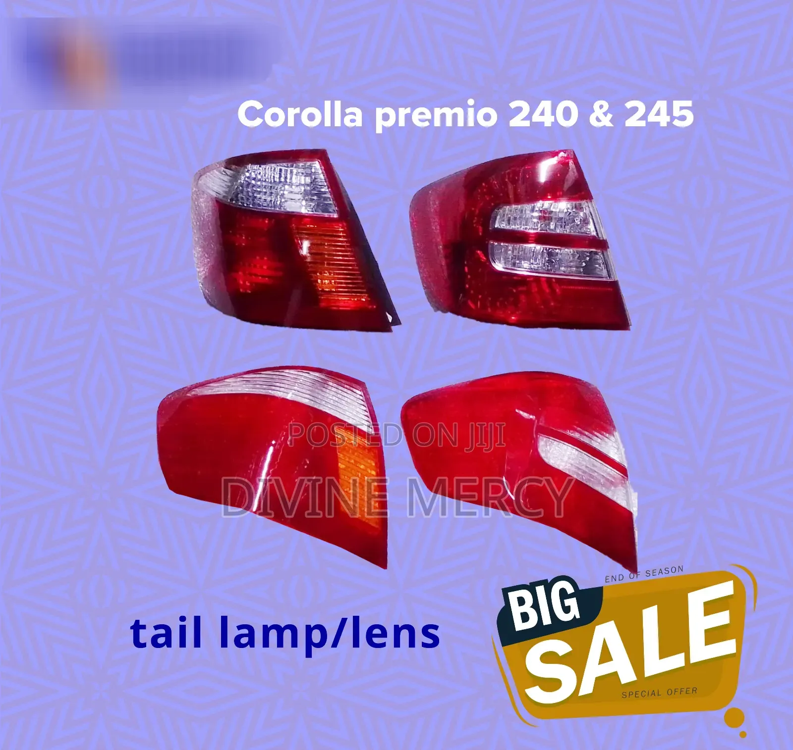 Corolla Premio 240/245 Tail Lamp Lens