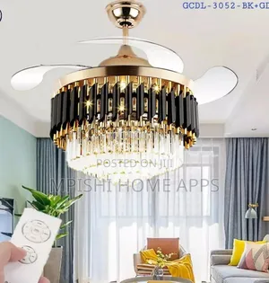 42" Ceiling Fan With LED Light BK+GB