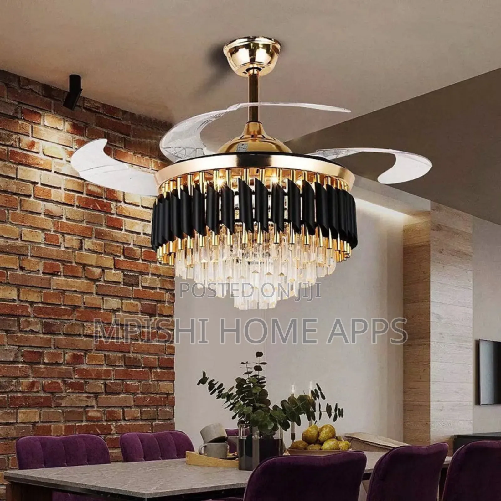 42" Ceiling Fan With LED Light BK+GB