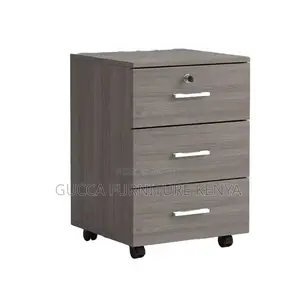 Cabinets:3-Drawer Contemporary Grey Wood Pedestal Cabinet