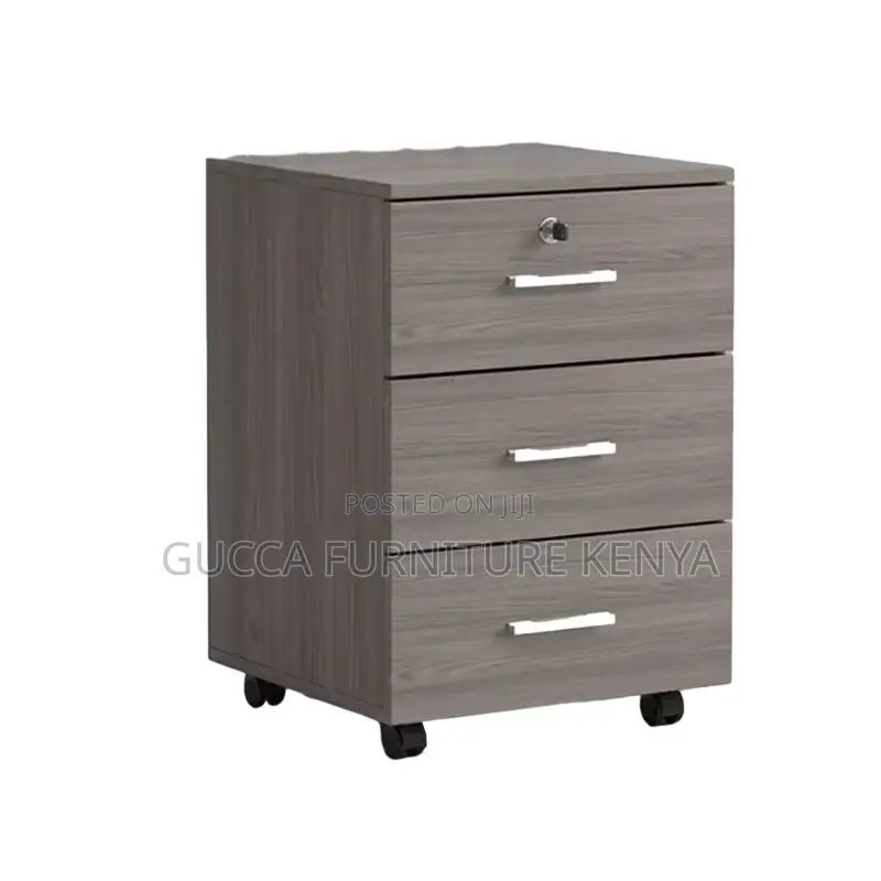 Cabinets:3-Drawer Contemporary Grey Wood Pedestal Cabinet