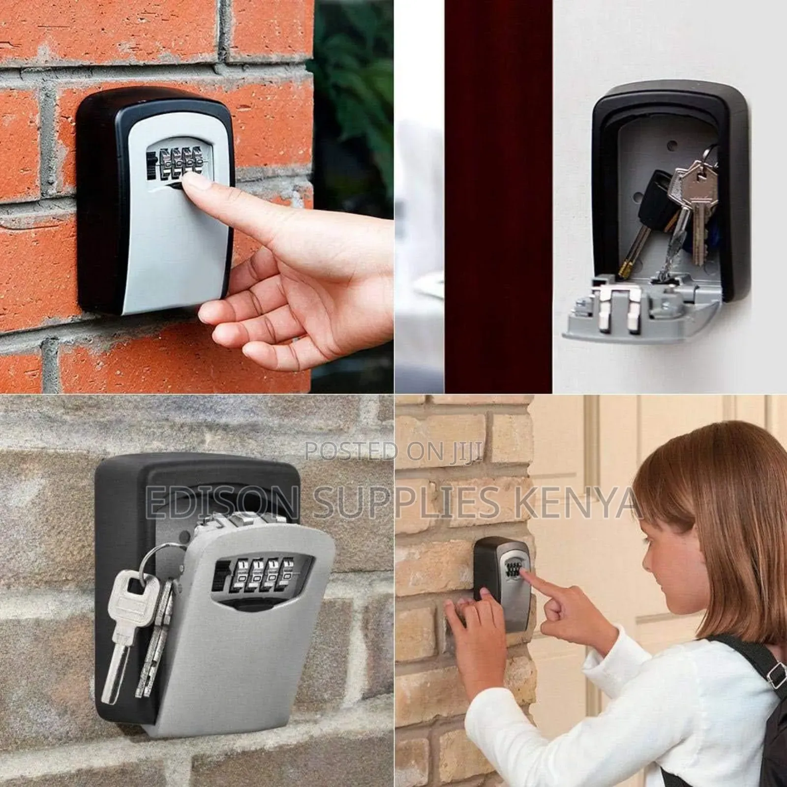 Key Storage Box Wall Mounted Metallic 4 Digit Combination