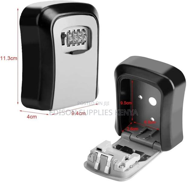 Key Storage Box Wall Mounted Metallic 4 Digit Combination - thumbnail 4