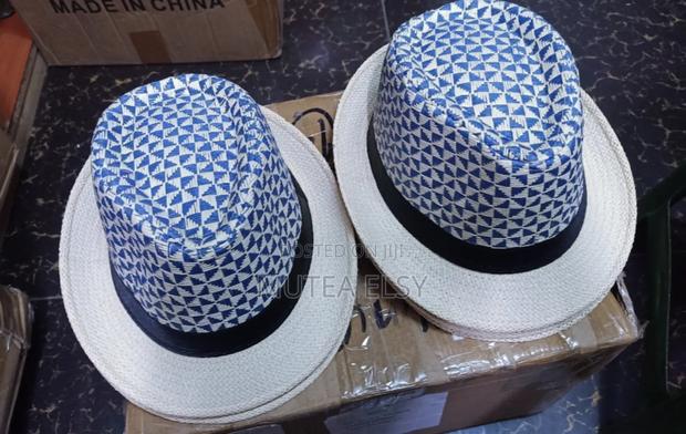 Cream White Royalblue Short Brim Fedora Hats
