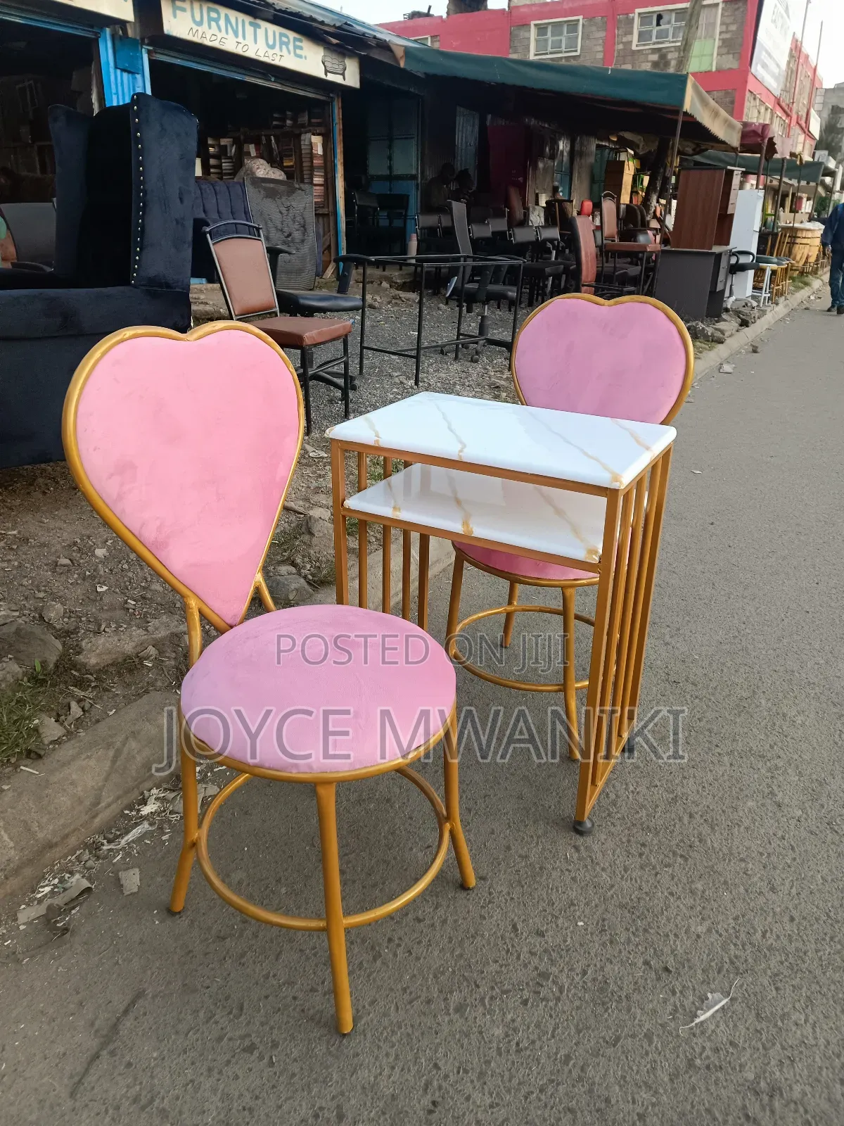 Manicure Set, Pink Seats and Marble Table