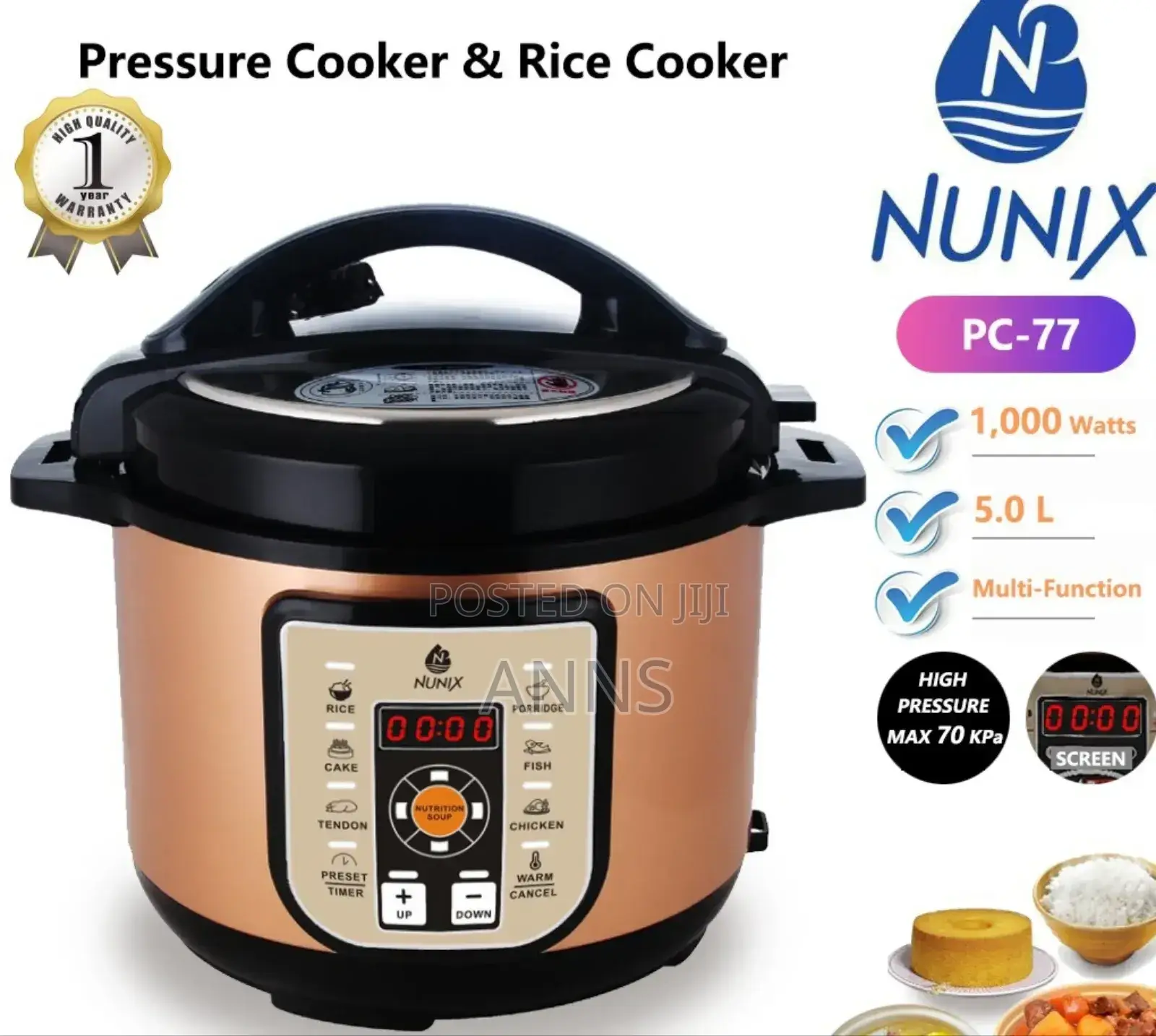 Nunix PC-77 Electric Pressure Cooker