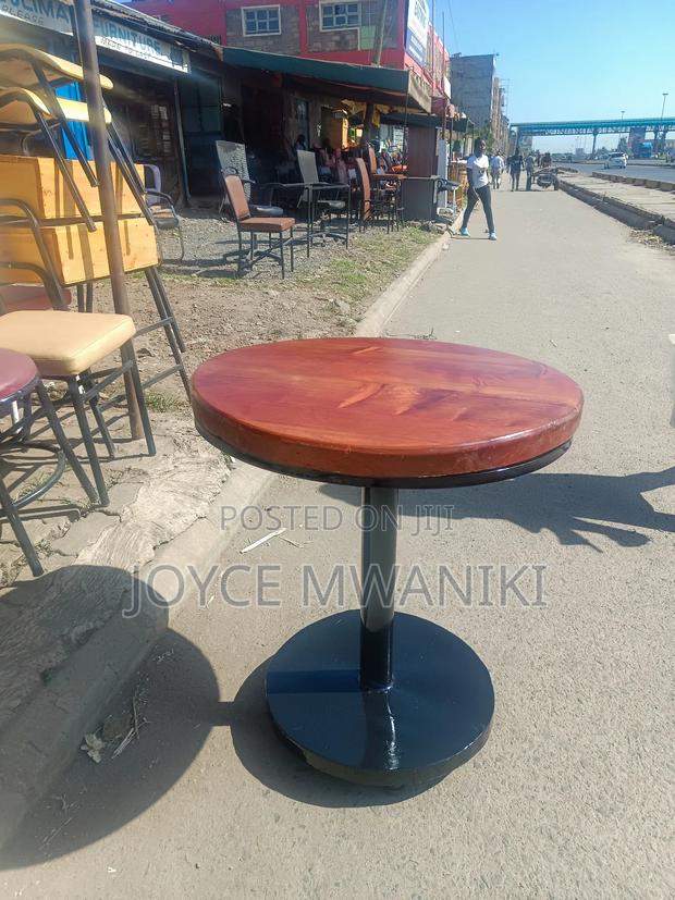 Round Wooden Restaurant Table , - thumbnail 2