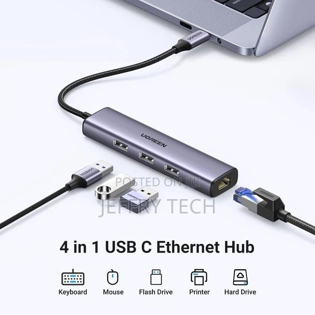 Ugreen Usb-C to 3×Usb3.0 Hub+Rj45 (1000M Ethernet Adapter Cm - main view