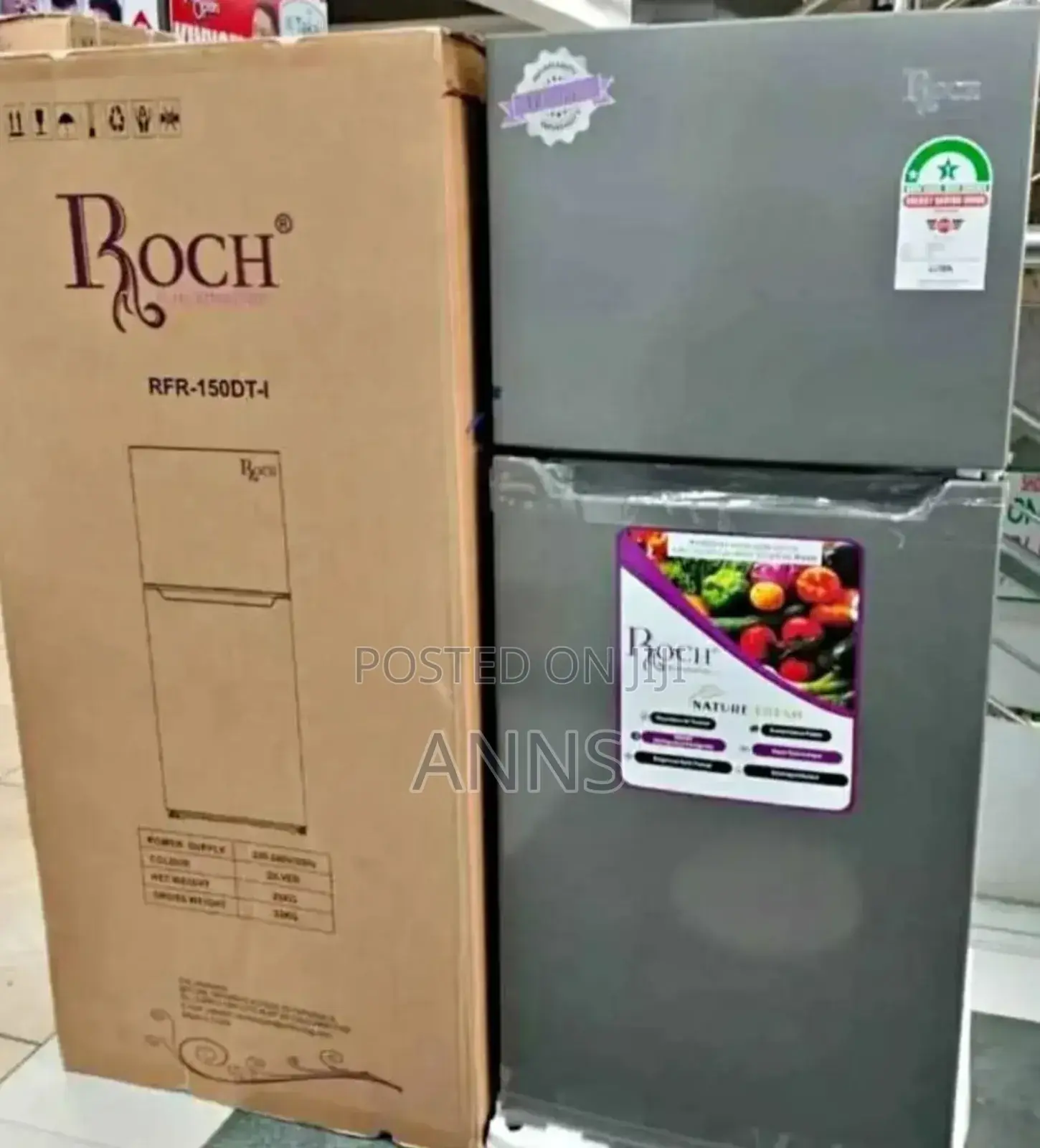 Roch 128litres ~ Grey Double Doors Fridge