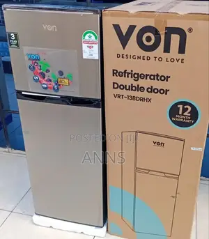 Von Double Door 138L ~ VRT-138DRHX REFRIGERATOR