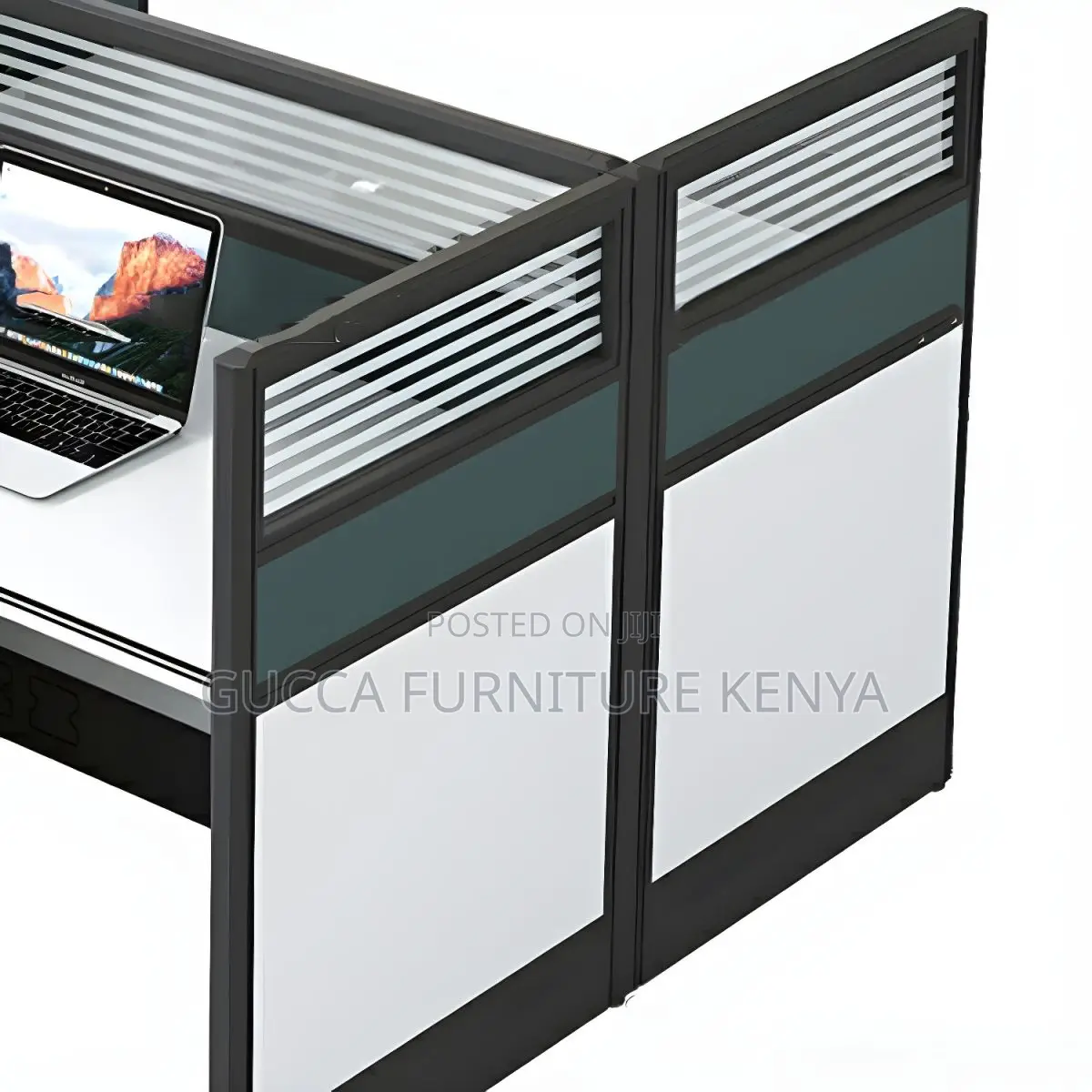 Workstations:Modern 2-Seat Modular Gray Office Workstation