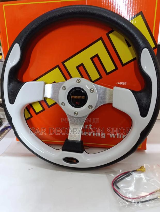 White Steering Wheel With Centre Adapter Hub