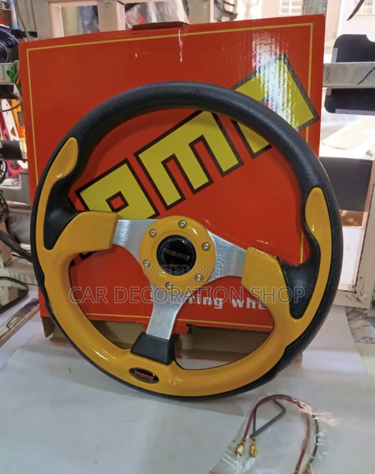 Yellow Steering Wheel With Centre Adapter Hub