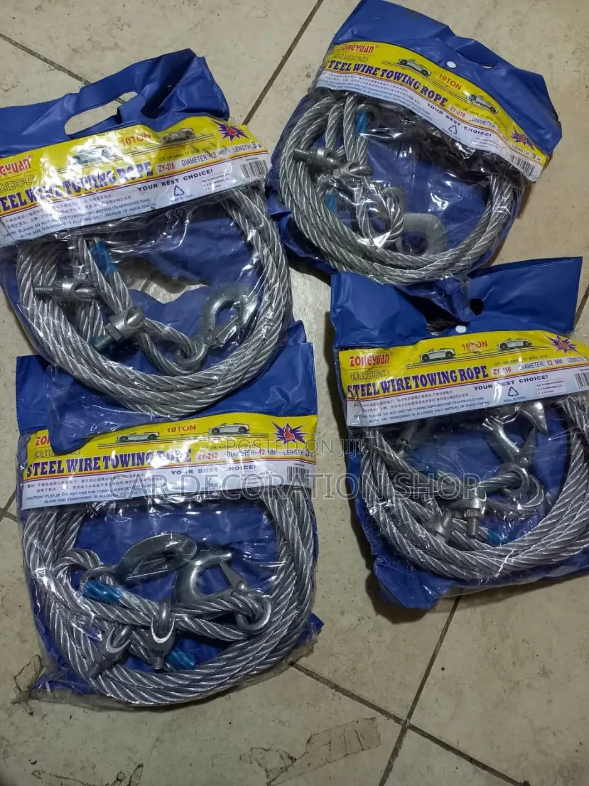 Stainless Steel Car Emergency Tow Rope 5ton 3.6m