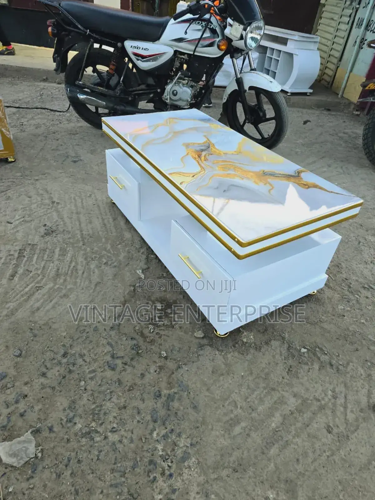 Modern Coffee Table With Gold Strips