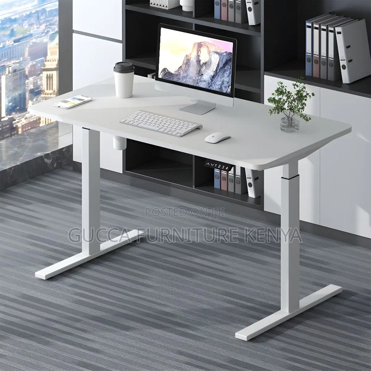 Office Tables:Home Office 140cm Wooden Top Adjustable Desk