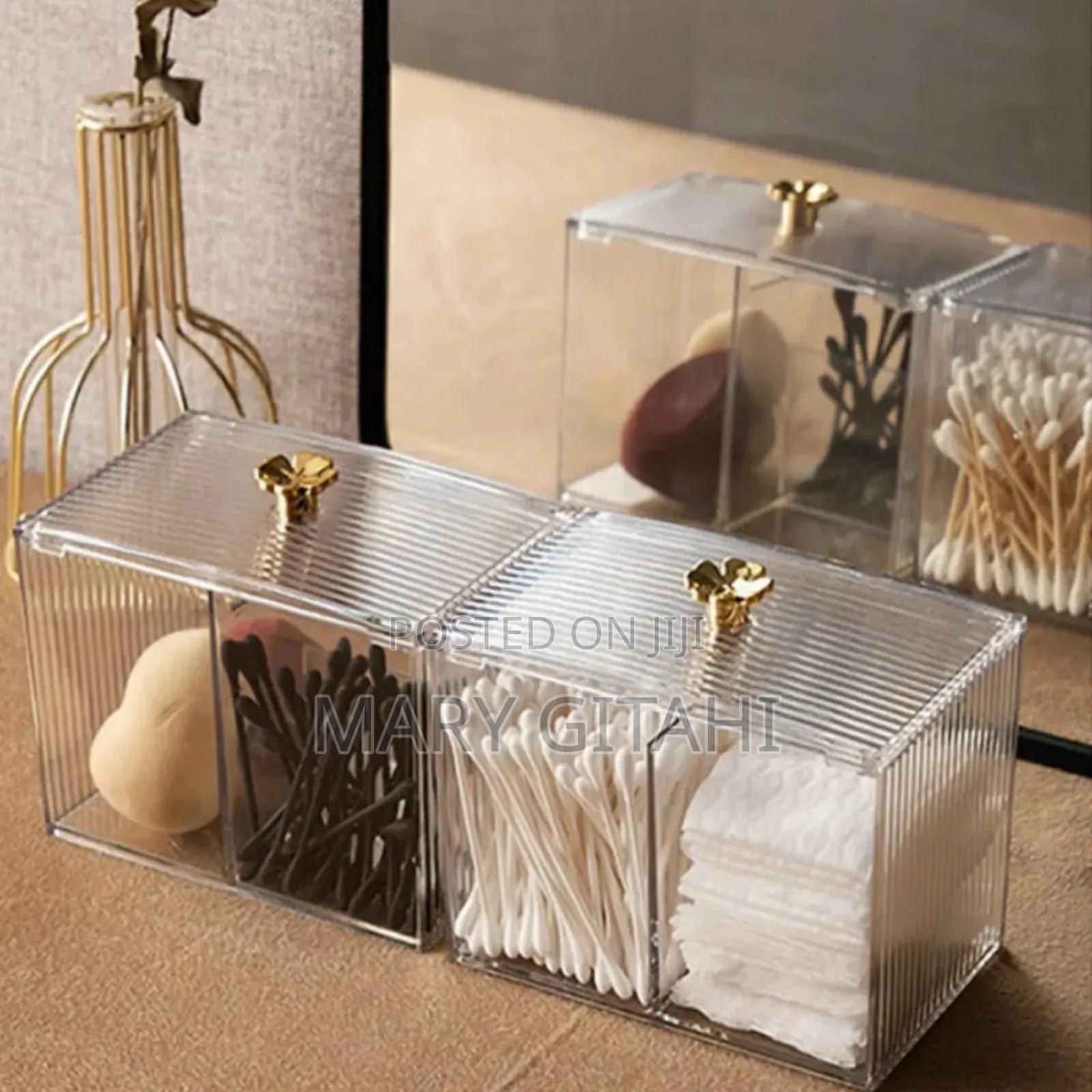 Transparent Acrylic Cotton Swab Storage Box-