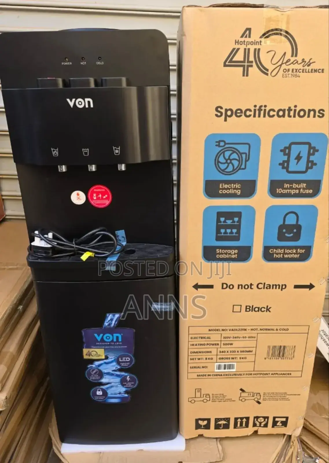 Black Von 3 Tap Water Dispenser