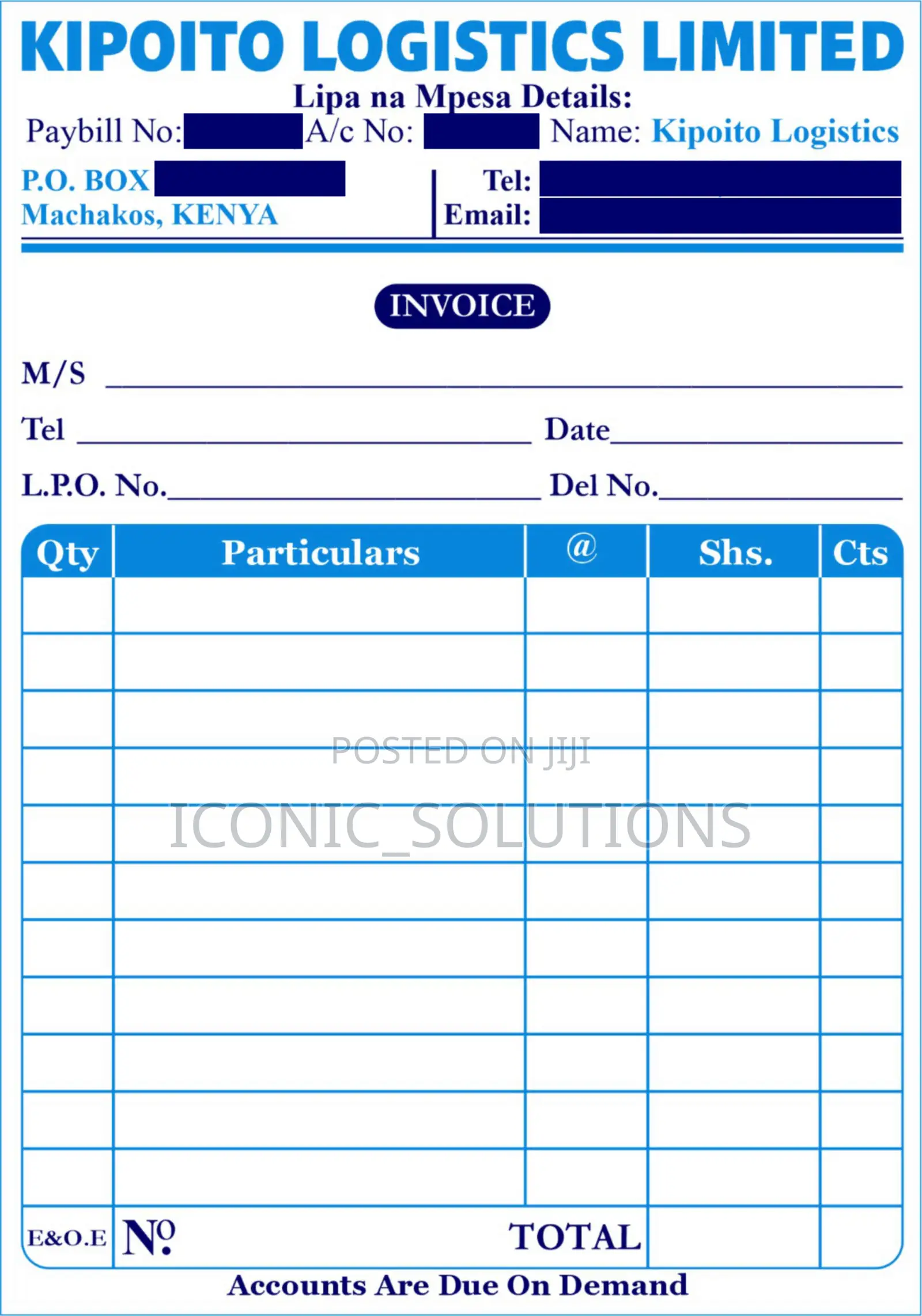 Custom-Printed Invoice Notes