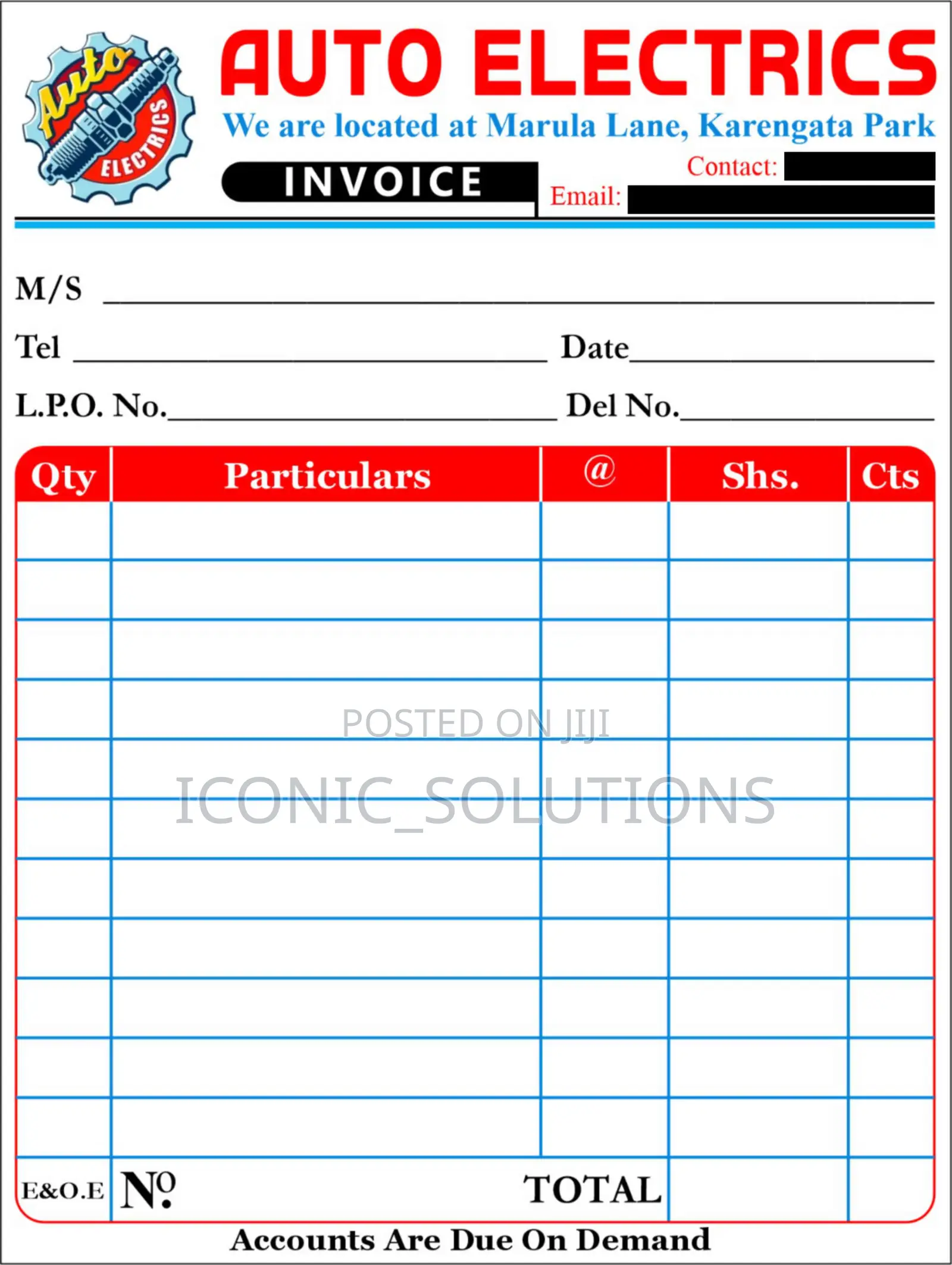 Custom-Printed Invoice Notes
