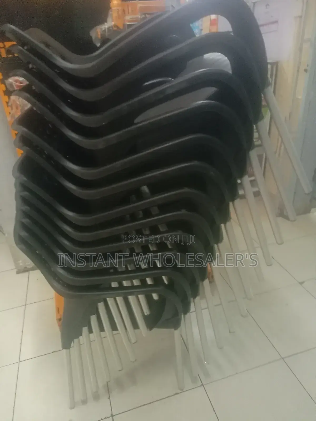 Plastic Office Chairs Metallic Rails