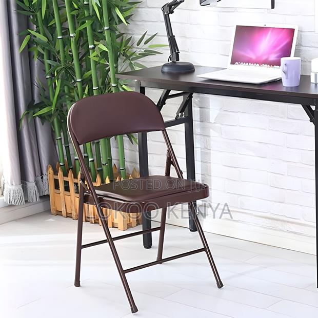 Office Chair: Foldable Black Metallic Low Back Chair