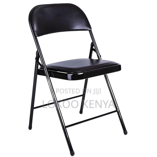 Office Chair: Foldable Black Metallic Low Back Chair - thumbnail 2