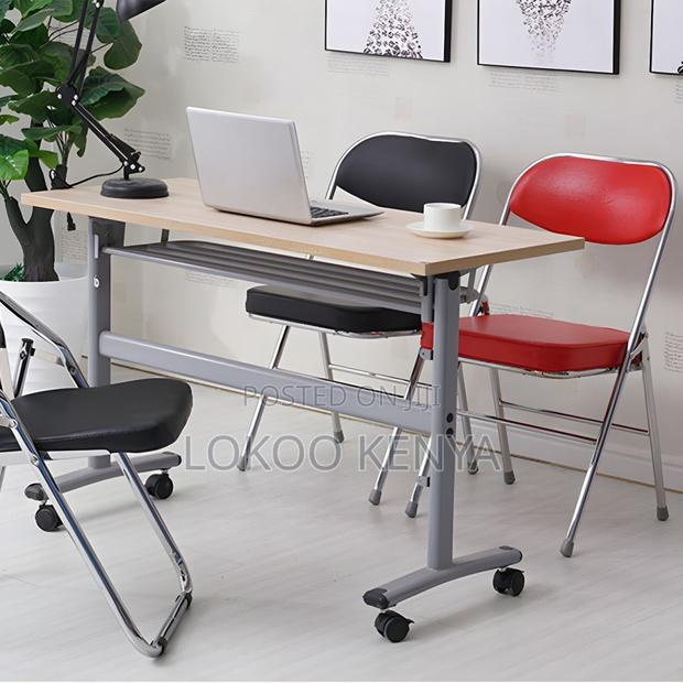 Office Chair: Foldable Black Metallic Low Back Chair - thumbnail 3