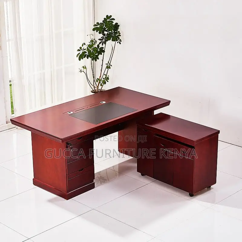 Office Tables:1.4 Meters L-Fashion Mahogany Executive Table