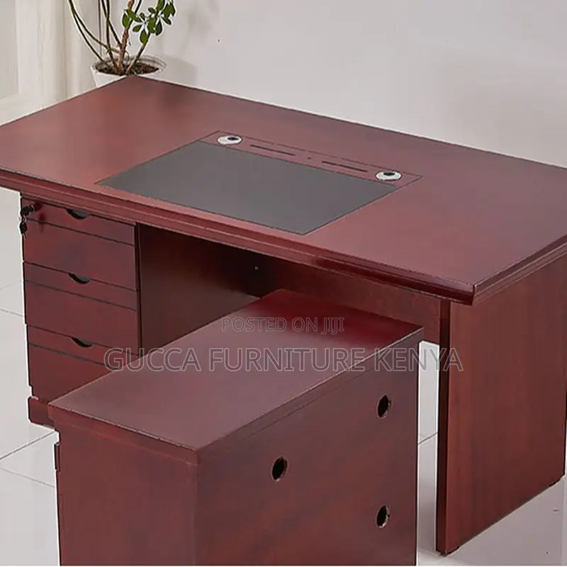 Office Tables:1.4 Meters L-Fashion Mahogany Executive Table